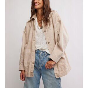 Free People Beige Jean Jacket